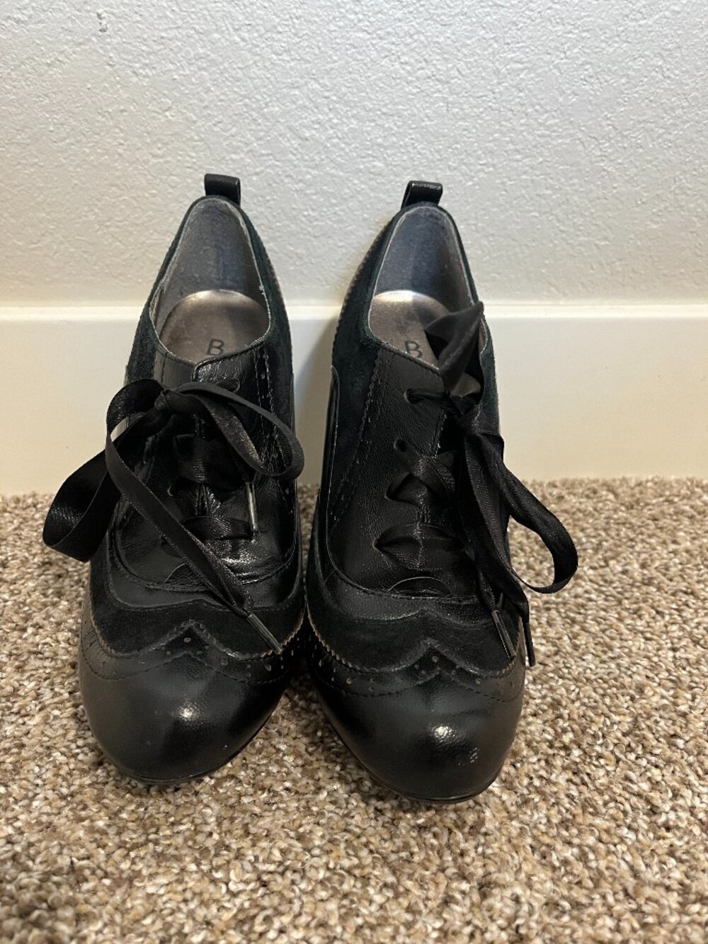 Vintage Bakers Pumps Stiletto Oxford Brogues Designer Inspired Leather Size 6.5